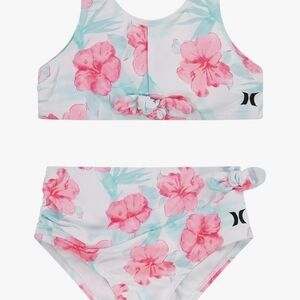 Hurley Girls 2-Piece Bikini Swimsuit Floral Pink Blue Size 3T NWT
